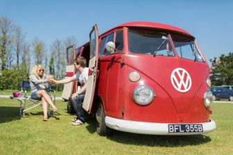 Red VW camper van