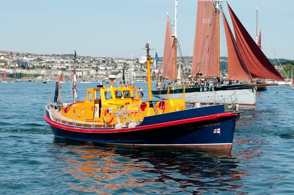 Falmouth lifeboat out at sea 