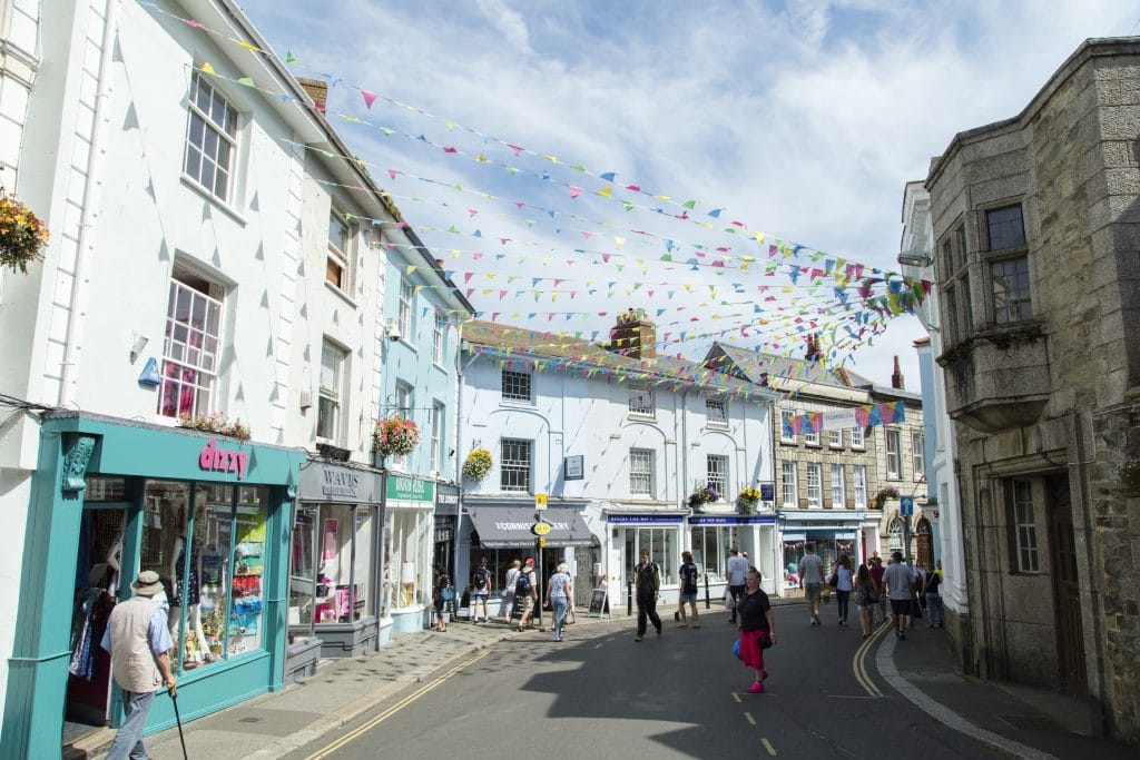 High street in Falmouth town