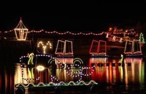 Christmas lights at Mousehole Harbour, Cornwall